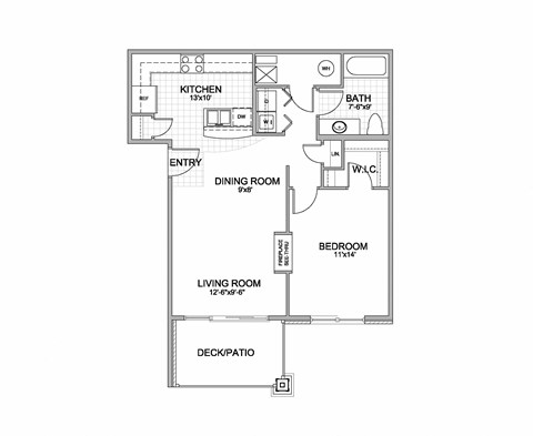 the 1-bedroom Echo flat floorplan at Grand Legacy in West Omaha, NE